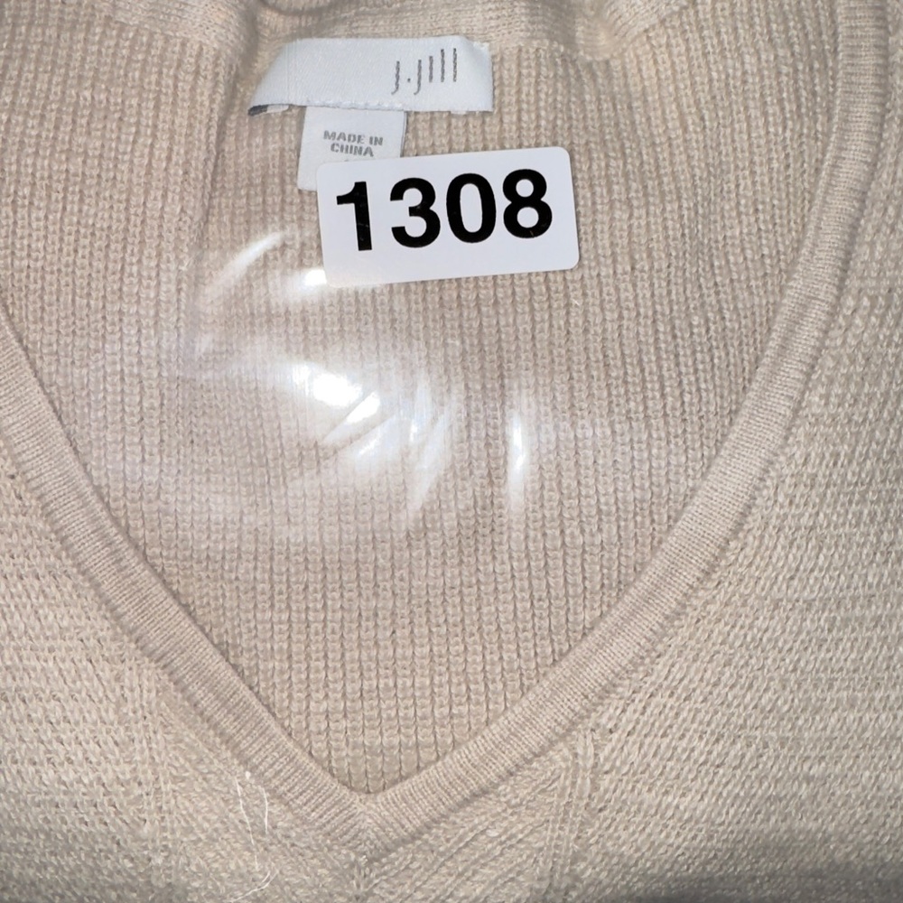 J. J. Jill Beige Cotton Blend V-Neck Sweater Dress Women’s Medium - Picture 11 of 11